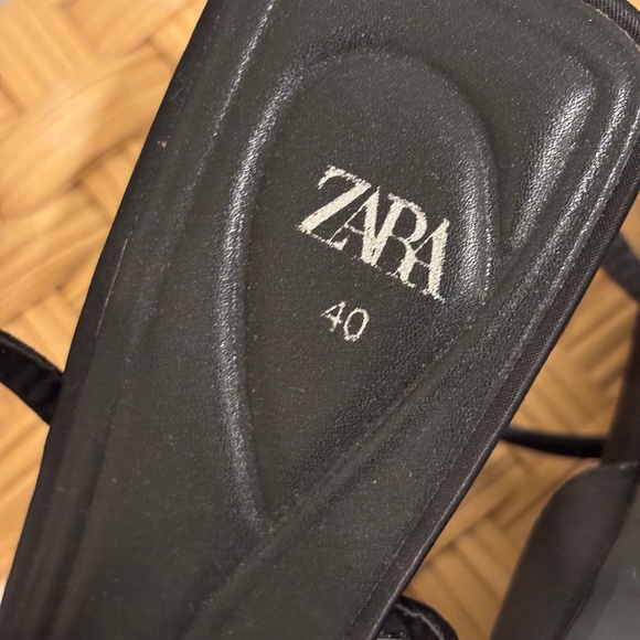 Zara Black Satin Ankle-Strap Heels – Size 9 (40) - Picture 6 of 6